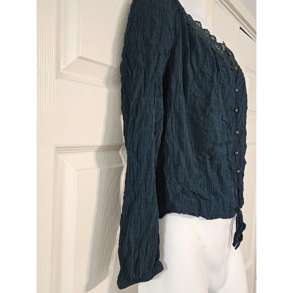 Jolt Lace Blouse Size X-large Button Up blue green Blouse XL - Picture 3 of 5